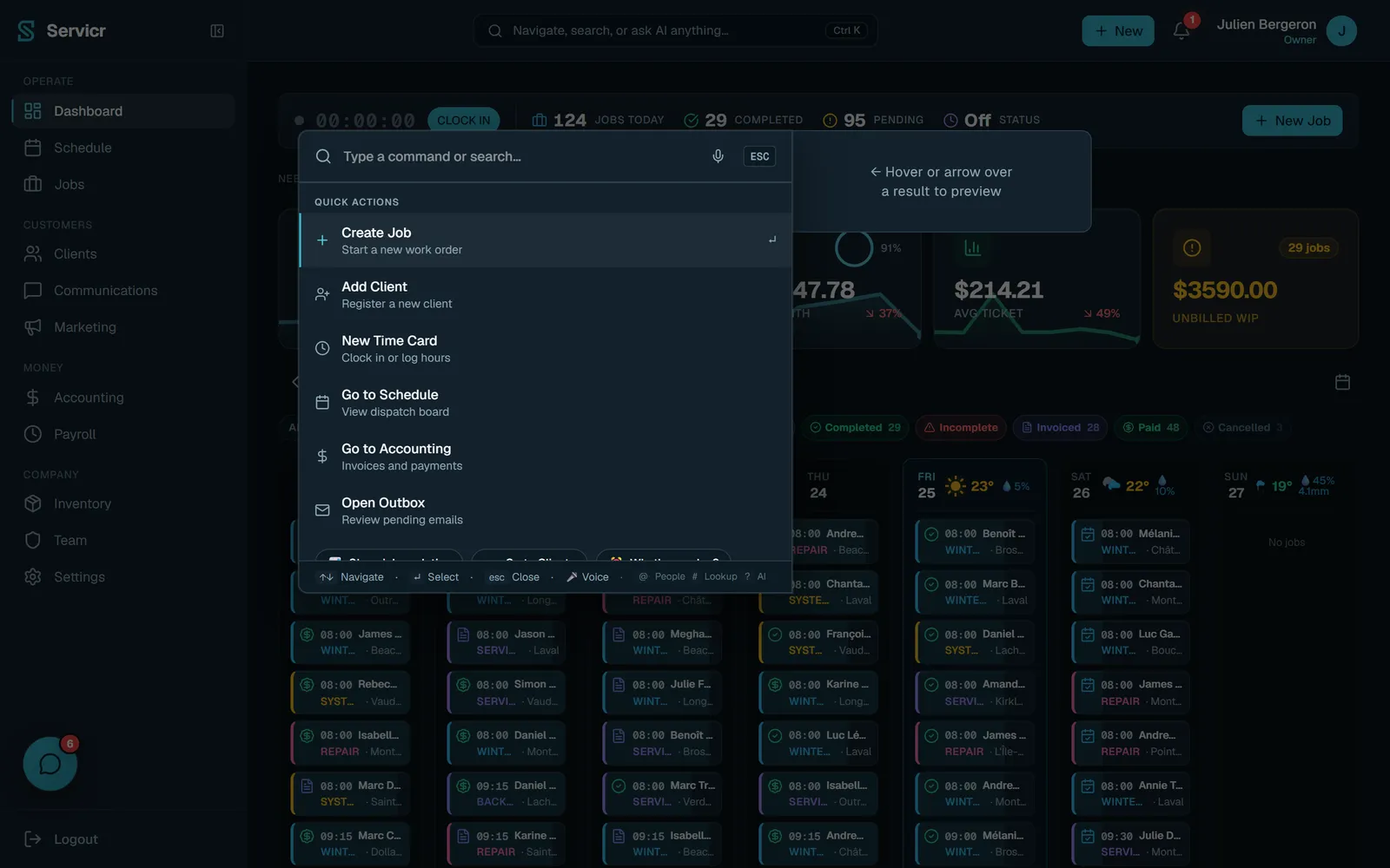 Command palette